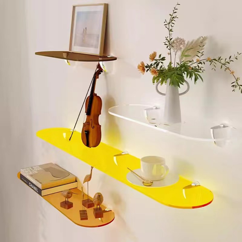 Home Bathroom Shelf - Perforated ชั้นวางอะคริลิคสําหรับห้องนั่งเล่น,ผนังด้านหลัง,หนังสือ,งานศิลปะชั้นวางจอแสดงผล,ห้องน้ํา,7 สี,5 มม.