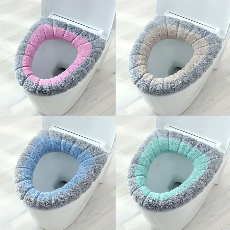 Home Bathroom Mats - แผ่นรองนั่งชักโครกลายฟักทอง รักษาความอบอุ่น แบบคู่ 1 ชิ้น อุปกรณ์ห้องน้ำ