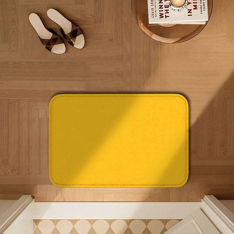 Home Bathroom Door Design - 1PC สีเหลืองบริสุทธิ์รูปแบบเสื่อประตูห้องครัวพรมลื่น POP Design ห้องนั่งเล่นพรมพรมพรมสําหรับอ่างล้างจานซักรีด Decor