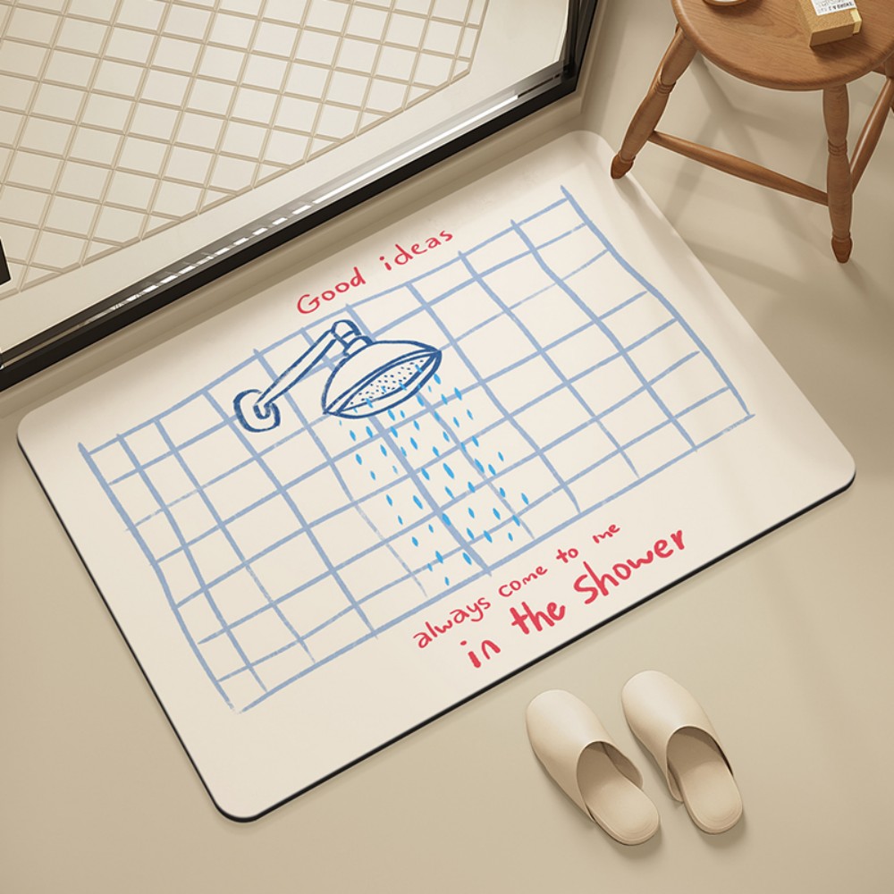 Home Goods Bathroom Mats - VIKAMA ห้องน้ำกระเบื้องเสื่ออาบน้ำกันลื่นดูดซับน้ำพรมอาบน้ำสนุก 'แรงบันดาลใจในการอาบน้ำ' เสื่อตกแต่งตกแต่งบ้าน