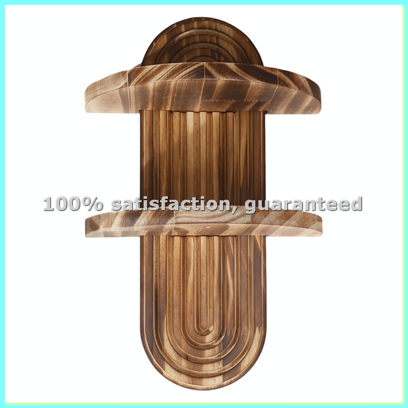 Home Bathroom Shelf - ชั้นวางติดผนังทรงเรขาคณิต ไม้สไตล์ Rustic สำหรับห้องนอน ห้องครัว ห้องน้ำ