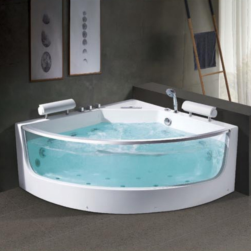 Home Bathroom Jacuzzi Tub - อ่างอาบน้ำอคริลิกพร้อมระบบนวดด้วยน้ำวน, อ่างน้ำร้อนทรงพัดหรูหราสำหรับมุมห้อง, สปาควบคุมอุณหภูมิคงที่, อ่างจากุซซี่สำหรับห้องน้ำในบ้าน