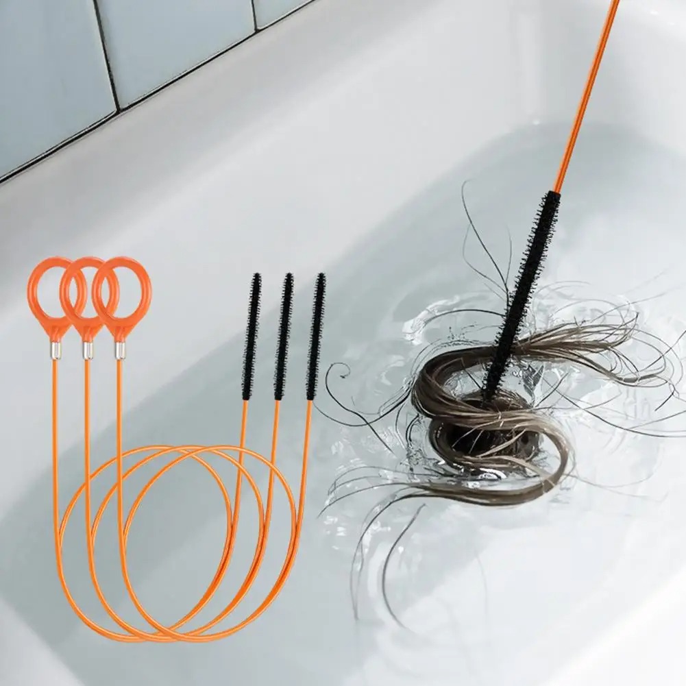 Home Bathroom Cleaner - ตะขอทำความสะอาดท่อระบายน้ำสแตนเลสแบบยาวพิเศษ - เหมาะสำหรับอ่างล้างหน้าในห้องน้ำ อ่างอาบน้ำ และท่อระบายน้ำฝักบัว