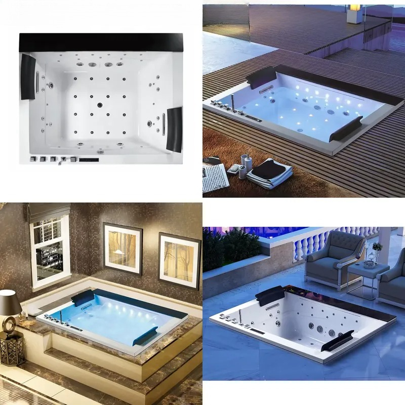 Home Bathroom Jacuzzi Tub - อ่างอาบน้ำอคริลิกแบบสองที่นั่งพร้อมระบบควบคุมดิจิตอลและฟังก์ชันน้ำตก สำหรับการพักผ่อนในห้องน้ำที่บ้าน