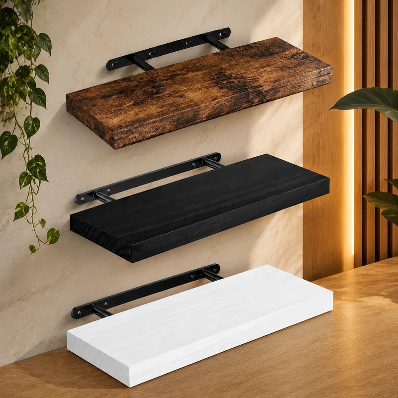 Home Bathroom Shelf - ชั้นวางของติดผนังแบบลอยได้ ทนทาน พร้อมโครงสร้างซ่อนสำหรับจัดเก็บในห้องครัว ห้องน้ำ ห้องเด็ก และห้องนั่งเล่น