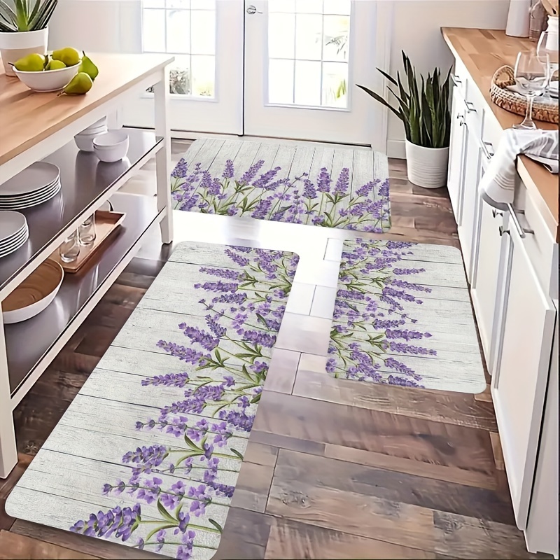 Home Bathroom Door Design - VIKAMA พรมปูพื้นลายดอกไม้และพืช พรมลายดอกไม้ลาเวนเดอร์ ห้องซักรีด ห้องน้ำ ของตกแต่งบ้านทั้งภายนอกและภายใน