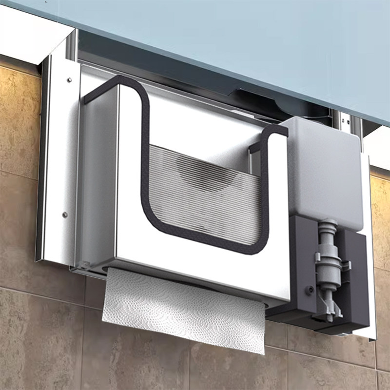 Home Bathroom Hand Dryer - ที่ใส่กระดาษชำระแบบซ่อนพร้อมที่จ่ายสบู่และเครื่องเป่ามือ วัสดุสแตนเลส ติดผนัง สำหรับห้องน้ำในโรงแรมและบ้าน
