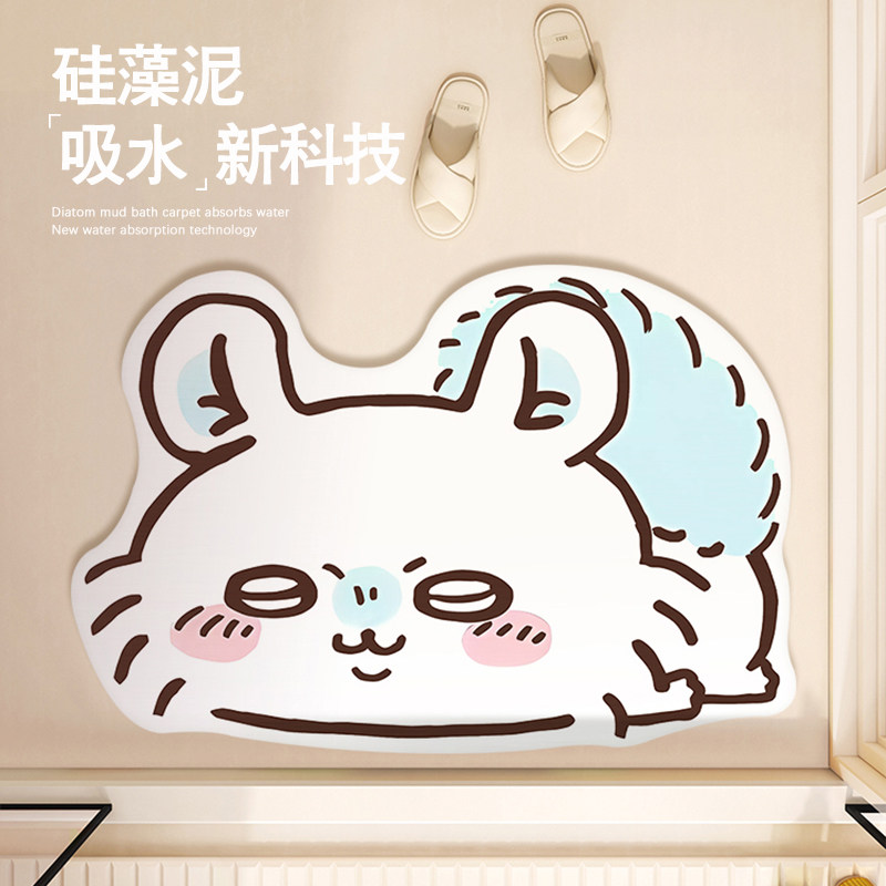 Home Bathroom Mats - การ์ตูนมอมงกะ ชิคาวะแผ่นรองพื้นดูดซับน้ำ ลายราคโค ชิซา น่ารัก แผ่นรองพื้นแห้งเร็ว