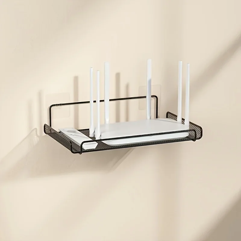 Home Bathroom Shelf - ชั้นวางเราเตอร์สแตนเลสแบบไม่ต้องเจาะ ติดผนังสำหรับจัดเก็บเราเตอร์ WiFi อุปกรณ์ตกแต่งบ้าน ห้องน้ำ ห้องครัว