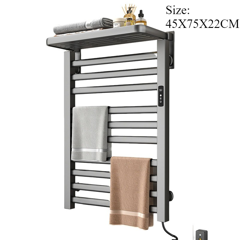 Home Bathroom Shelf - ราวแขวนผ้าเช็ดตัวไฟฟ้าแบบโลหะ สำหรับห้องน้ำ ชั้นวางผ้าเช็ดตัวอุ่นร้อนในบ้าน ชั้นวางผ้าเช็ดหน้าอุ่นร้อน ติดผนัง ตกแต่งบ้าน