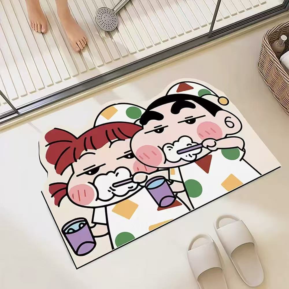 Home Goods Bathroom Mats - แผ่นรองพื้นดูดซับน้ำสำหรับห้องอาบน้ำ แห้งเร็ว ทันสมัย เหมาะเป็นของขวัญตกแต่งบ้าน ลวดลายการ์ตูนอนิเมะสวยงาม นุ่มสบาย