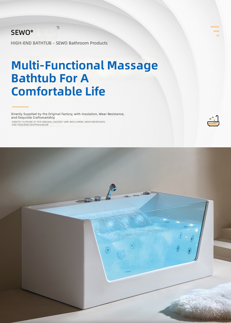 อ่างอาบน้ำอะคริลิกพร้อมระบบนวด - Home Bathroom Jacuzzi Tub บทวิจารณ์และราคา