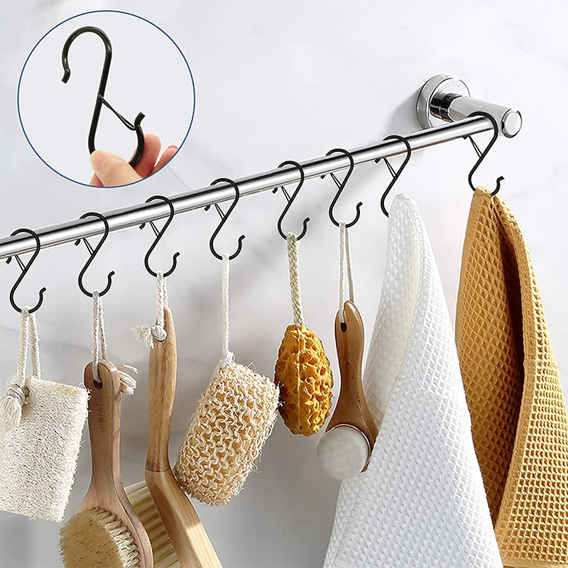 10/100pcs ตะขอแขวนโลหะ S รูปตะ - Home Bathroom Shelf บทวิจารณ์และราคา
