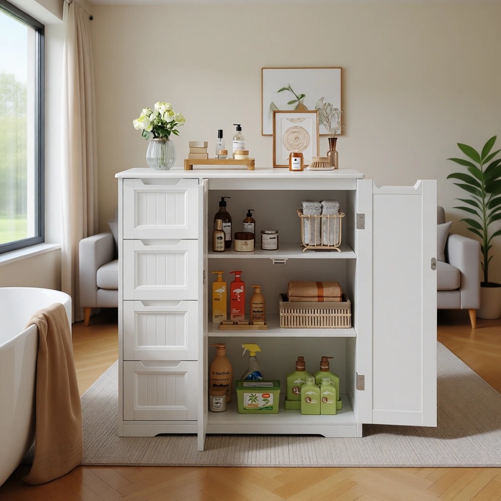 ตู้เก็บของในห้องน้ำพร้อมลิ้นชั - Home Essentials Bathroom Cabinet บทวิจารณ์และราคา