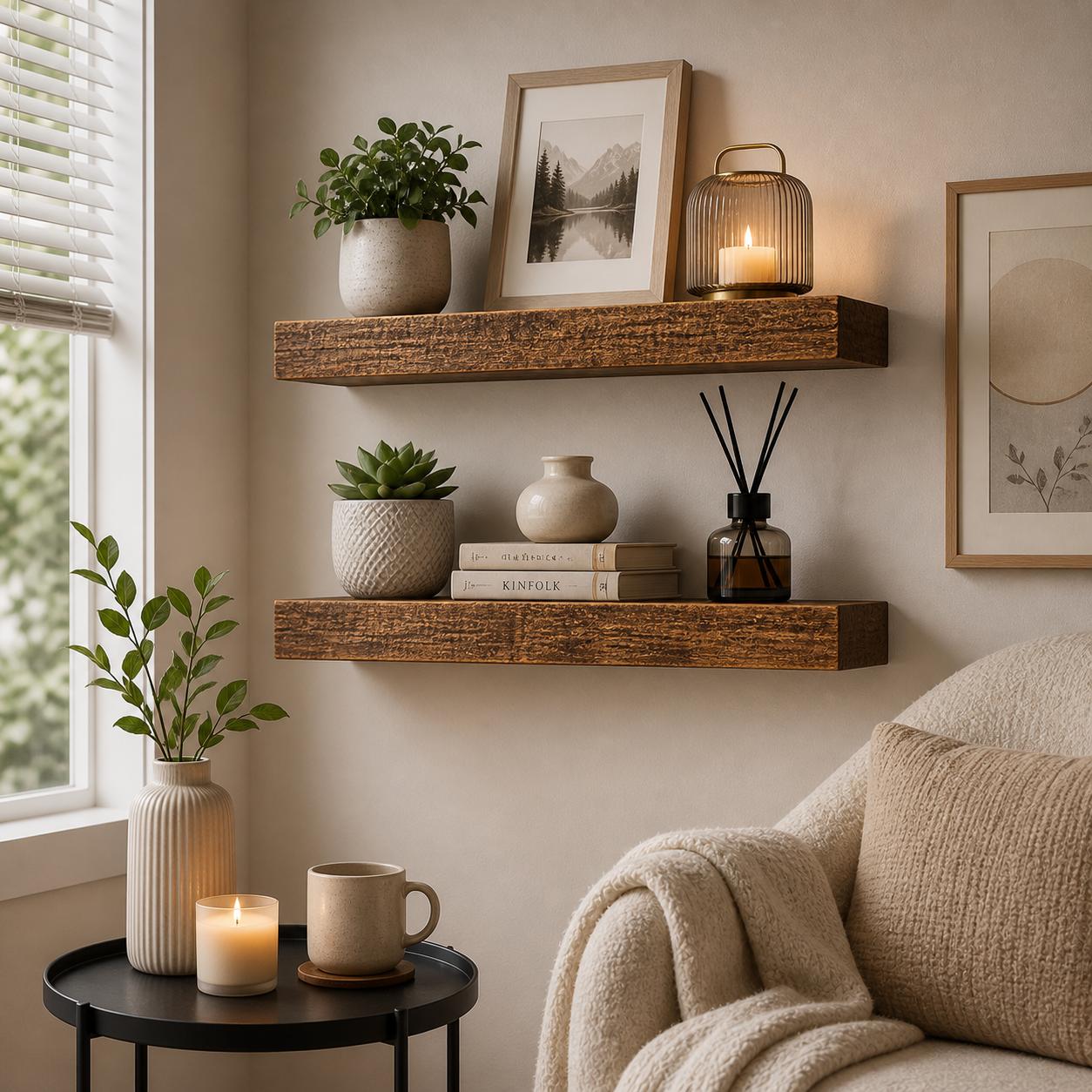 ชั้นวางของติดผนังไม้สไตล์วินเท - Home Bathroom Shelf บทวิจารณ์และราคา