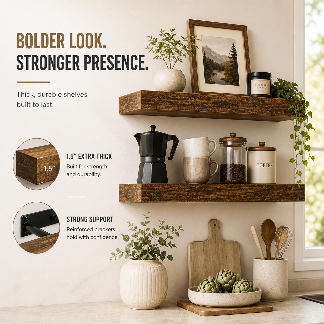 ชั้นวางของติดผนังไม้สไตล์วินเท - Home Bathroom Shelf บทวิจารณ์และราคา